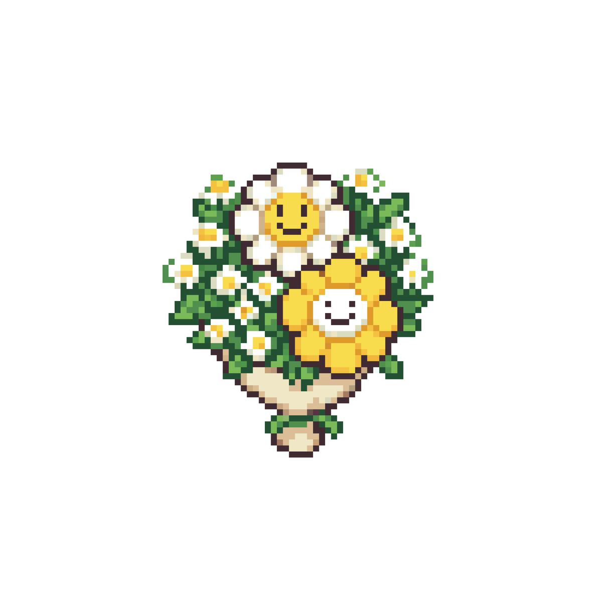 Pixel bó hoa cười