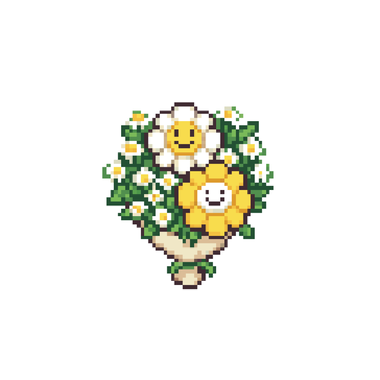 Pixel bó hoa cười