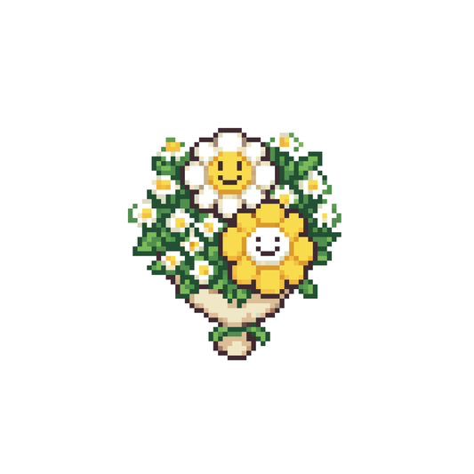 Pixel bó hoa cười