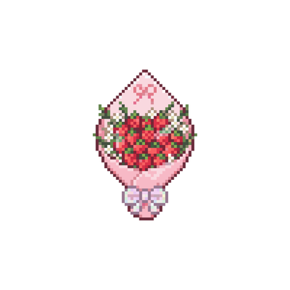 Pixel bó hoa dâu tây