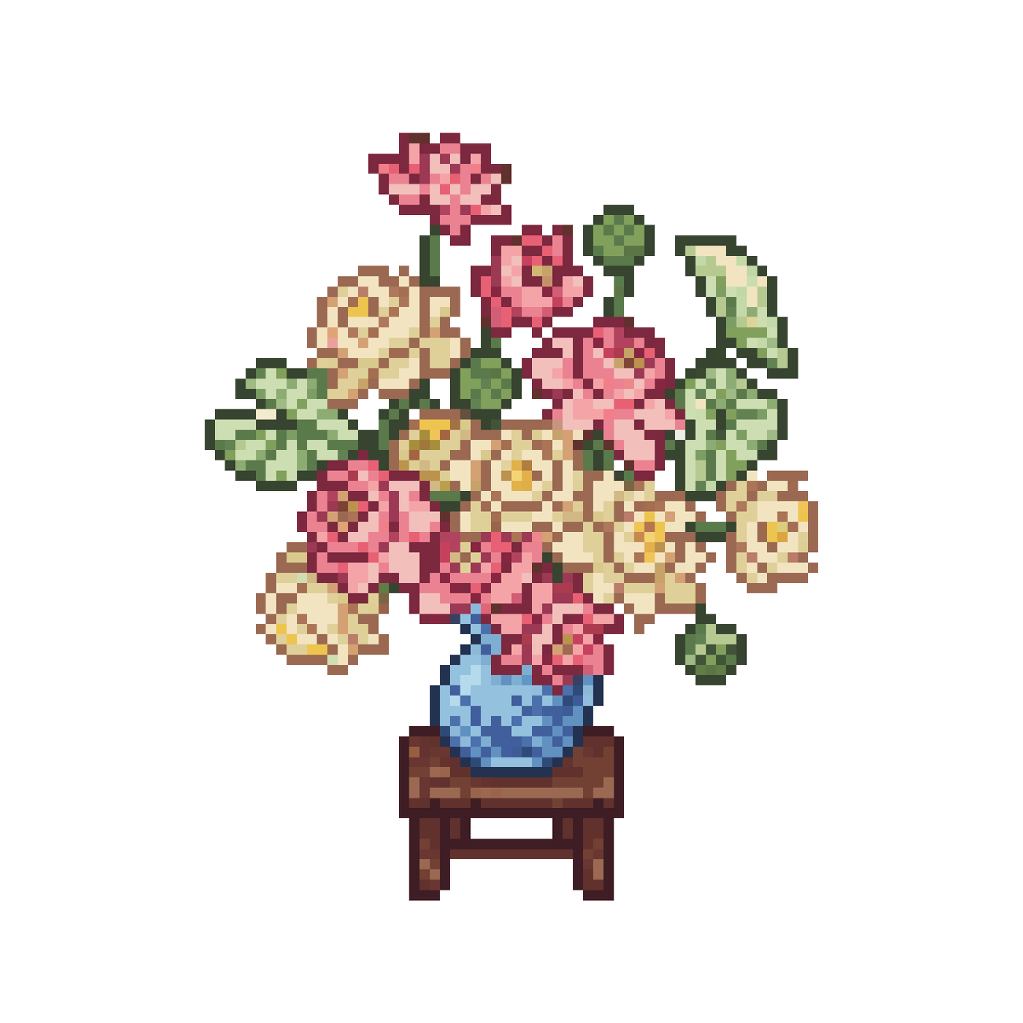 Pixel bình hoa sen