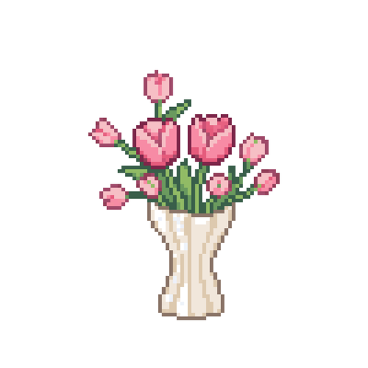 Pixel bình hoa tulip
