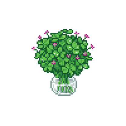 Pixel bình hoa cỏ bốn lá